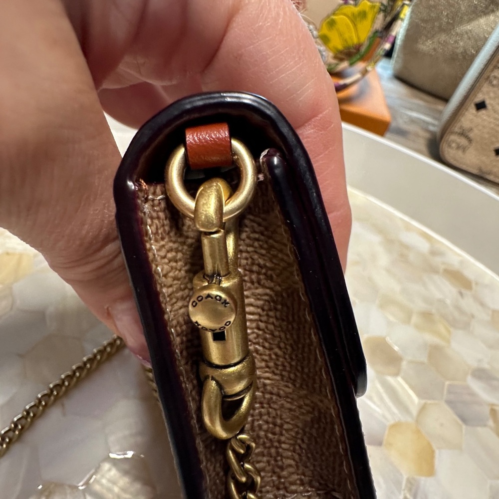Coach Mini Wallet On A Chain Rust Signature So Ni… - image 3